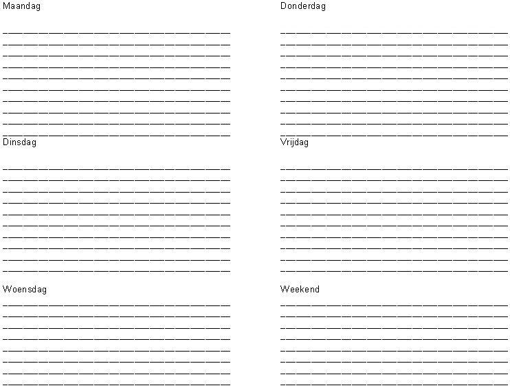 Voorbeeld van een weekplanning met dagen en tijdvakken, het soort overzicht dat een dienstrooster-app digitaal en altijd actueel maakt