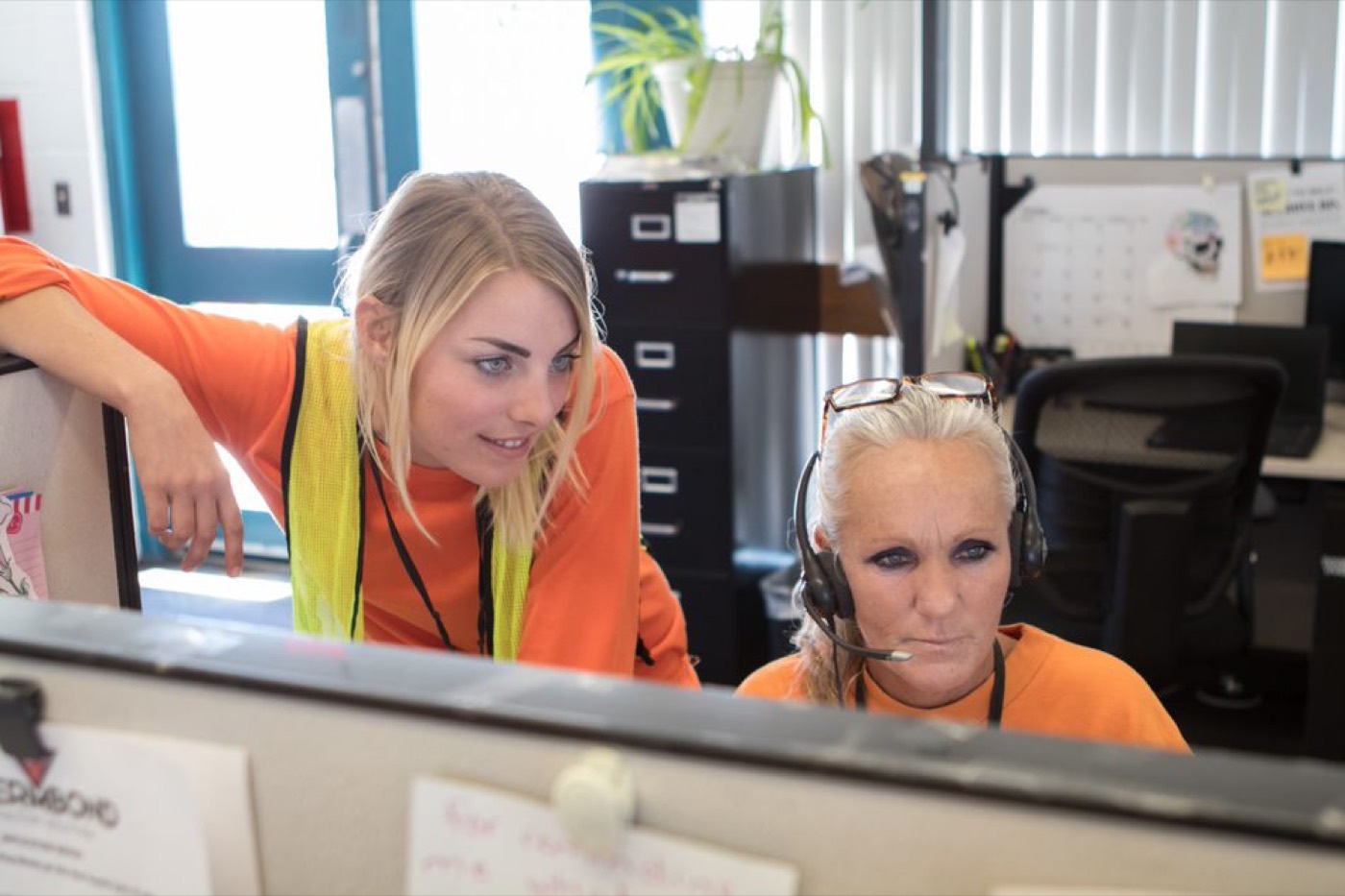Werkplek van een klantcontactmedewerker