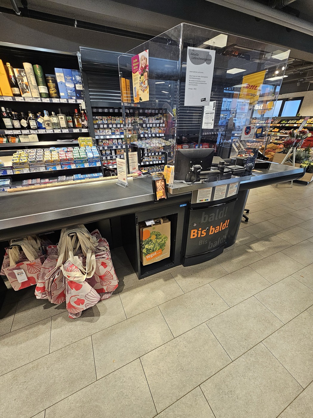 Kassa-opstelling in een supermarkt