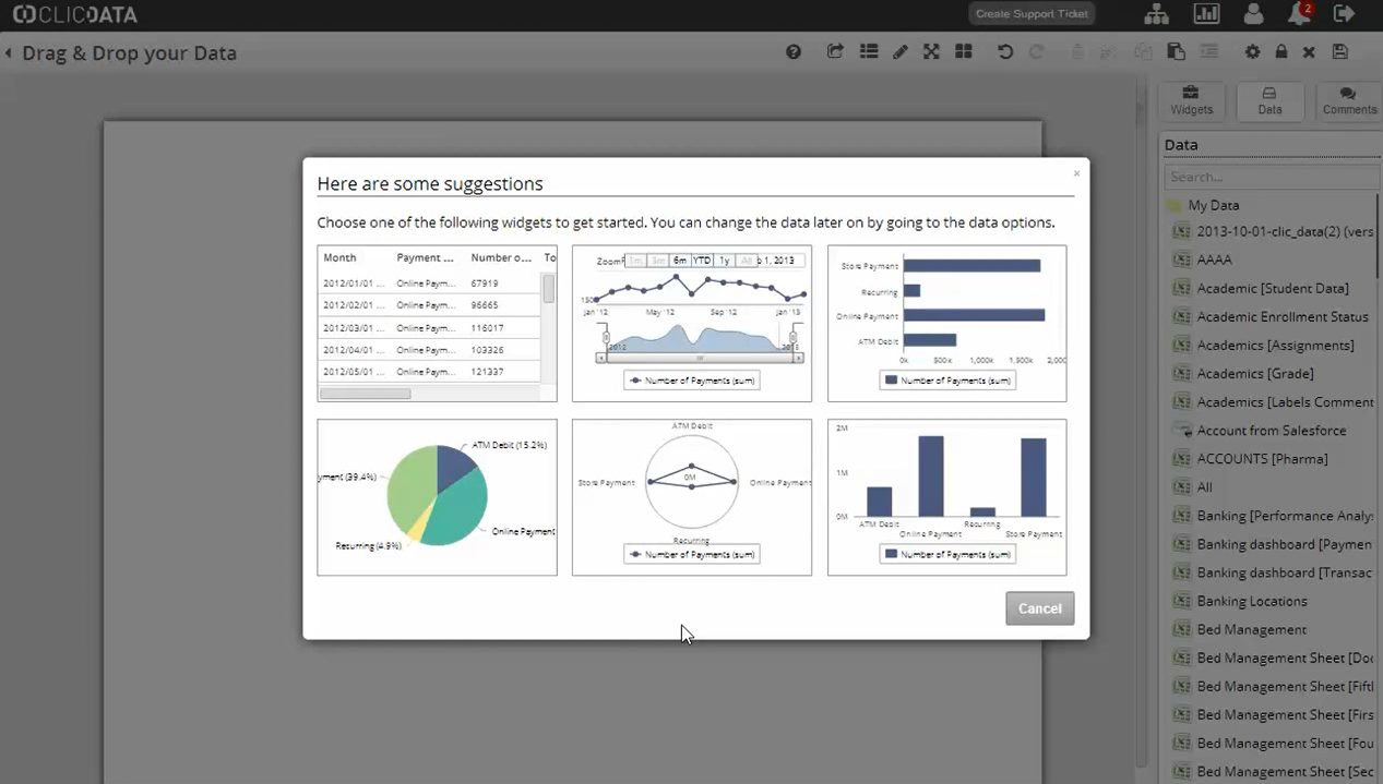 Bewerkscherm van een dashboard